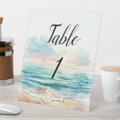 Moderne Wasserfarbe Meer-Themen-Tischnummern Sockelschild (In Situ)