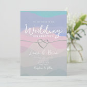 Moderne Wasserfarbe Minimalistisch Blue Wedding Einladung (Stehend Vorderseite)