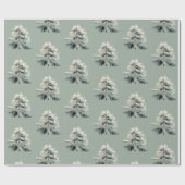 Moderne Wasserfarbe Minimalistisch Pine Tree Weihn Geschenkpapier (Flach)