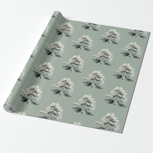 Moderne Wasserfarbe Minimalistisch Pine Tree Weihn Geschenkpapier (Ungerollt)
