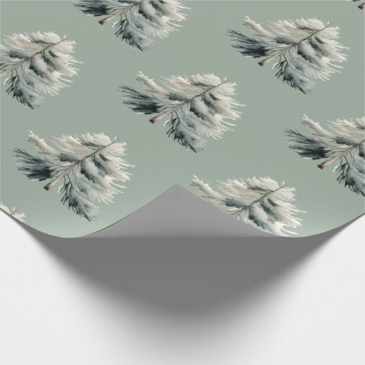 Moderne Wasserfarbe Minimalistisch Pine Tree Weihn Geschenkpapier (Ecke)