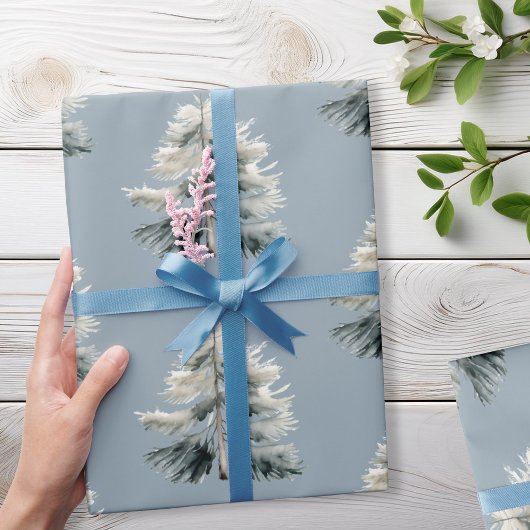 Moderne Wasserfarbe Minimalistisch Pine Tree Weihn Geschenkpapier