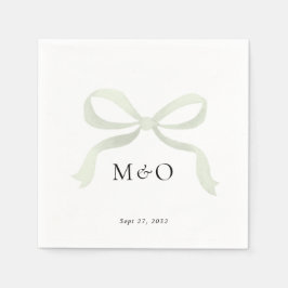Moderne Wasserfarbe-Monogramm-Hochzeit in Salbeigr Serviette