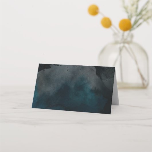 Moderne Wasserfarbe Moody Blue Tischnummer Sitzplä Platzkarte (Rückseite)