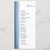 Moderne Wasserfarbe Navy Blau Hochzeit Programm (Rückseite)