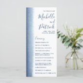 Moderne Wasserfarbe Navy Blau Hochzeit Programm (Stehend Vorderseite)