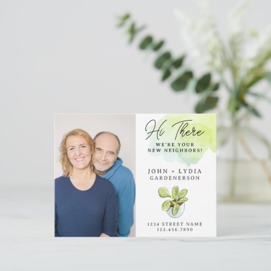 Moderne Wasserfarbe Neue Nachbar Postkarte (Stehend Vorderseite)