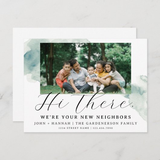 Moderne Wasserfarbe Neue Nachbar Postkarte (Vorne/Hinten)