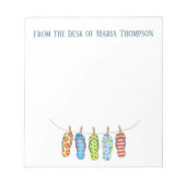 Moderne Wasserfarbe Niedlich Flip Flops Sommer Notizblock (Vorderseite)