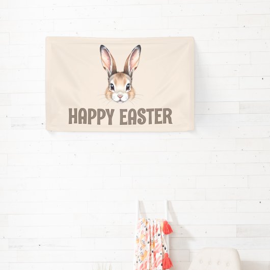 Moderne Wasserfarbe Niedlich Ostern Bunny Neutral Banner (InSitu)