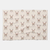 Moderne Wasserfarbe Niedlich Ostern Bunny Neutral Geschirrtuch (Horizontal)