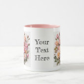 Moderne Wasserfarbe Niedlich Rosa Blume Tasse (Zentrum)