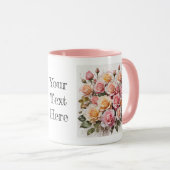 Moderne Wasserfarbe Niedlich Rosa Blume Tasse (VorderseiteRechts)