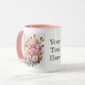 Moderne Wasserfarbe Niedlich Rosa Blume Tasse (Vorderseite Links)