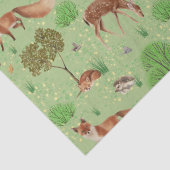 Moderne Wasserfarbe Niedliche Waldtiere Wiese Seidenpapier (Detail)