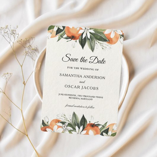 Moderne Wasserfarbe Orange Blumen Save The Date