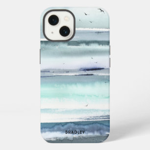 Moderne Wasserfarbe Ozean Meer Personalisierter Na iPhone 13 Hülle