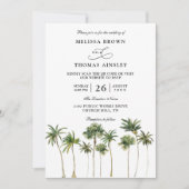 Moderne Wasserfarbe Palm Budget QR-Code Hochzeit Einladung (Vorderseite)