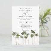 Moderne Wasserfarbe Palm Budget QR-Code Hochzeit Einladung (Stehend Vorderseite)