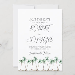 Moderne Wasserfarbe Palme Hochzeit Save The Date
