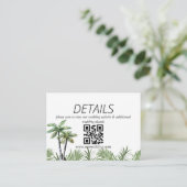 Moderne Wasserfarbe Palmen Hochzeit QR-Code Begleitkarte (Stehend Vorderseite)