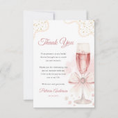 Moderne Wasserfarbe-Perlen- und Prosecco-Brautpart Dankeskarte (Vorderseite)