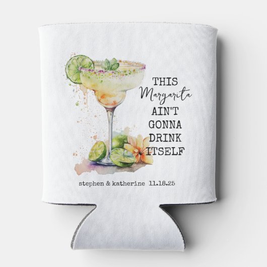 Moderne Wasserfarbe Personalisiert Margarita Hochz Dosenkühler (Rückseite)