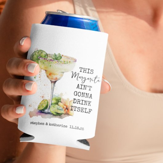 Moderne Wasserfarbe Personalisiert Margarita Hochz Dosenkühler