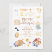Moderne Wasserfarbe Picnic Geburtstag Einladung (Vorderseite)