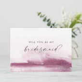 Moderne Wasserfarbe | Red Bridesmaid Vorschlag Car Einladung (Stehend Vorderseite)