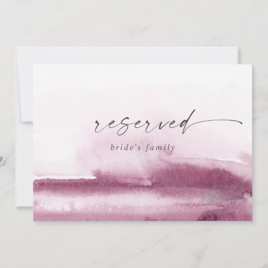 Moderne Wasserfarbe | Red Resered Sign (Vorderseite)