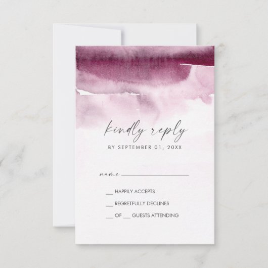 Moderne Wasserfarbe | Red Simple RSVP Card Karte (Vorderseite)