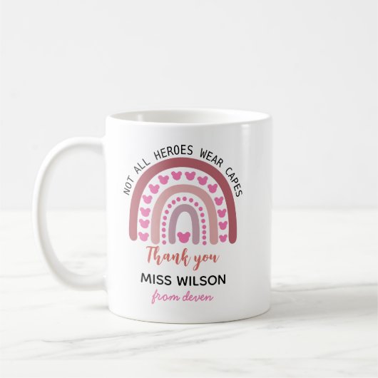 Moderne Wasserfarbe Regenbogen-Lehrer Danke  Kaffeetasse (Links)