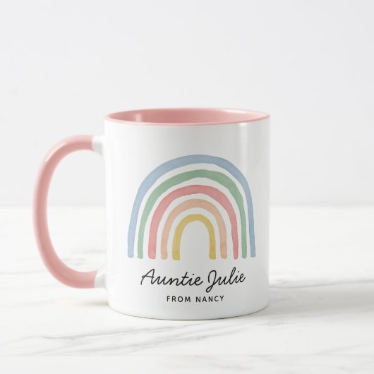 Moderne Wasserfarbe Regenbogen mädchenhafte Famili Tasse (Links)