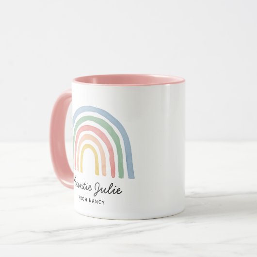 Moderne Wasserfarbe Regenbogen mädchenhafte Famili Tasse (Vorderseite Links)
