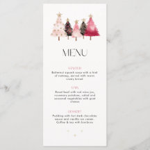 Moderne Wasserfarbe Rosa Bäume Weihnachts-Dinner-M