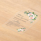 Moderne Wasserfarbe Rosa Blume Hochzeit Acryleinladungen (Ablage )