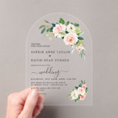 Moderne Wasserfarbe Rosa Blume Hochzeit Acryleinladungen (Insitu (Handheld))