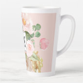 Moderne Wasserfarbe Rosa Blumen Monogrammiert Milchtasse (Rechts)