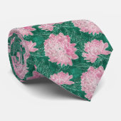 Moderne Wasserfarbe Rosa Dahlia Krawatte (Gerollt)