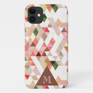 Moderne Wasserfarbe Rosa Grünes Dreieck Monogramm Case-Mate iPhone Hülle