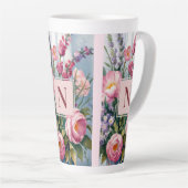 Moderne Wasserfarbe rosa Lavendelblüten Milchtasse (Rechte Ecke)