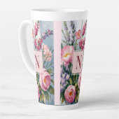 Moderne Wasserfarbe rosa Lavendelblüten Milchtasse (Linke Ecke)