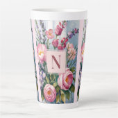Moderne Wasserfarbe rosa Lavendelblüten Milchtasse (Vorderseite)