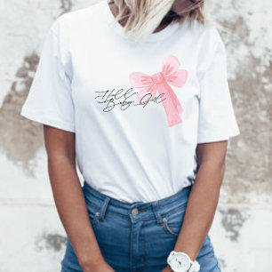 Moderne Wasserfarbe Rosa Schleife Hallo Baby Mädch T-Shirt