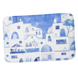 Moderne Wasserfarbe Santorini Griechische Insel Badematte