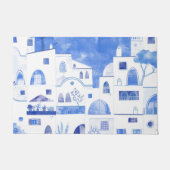 Moderne Wasserfarbe Santorini Griechische Insel Fußmatte (Vorderseite)
