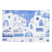 Moderne Wasserfarbe Santorini Griechische Insel Kissenbezug (Rückseite-Links)