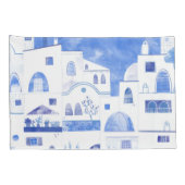Moderne Wasserfarbe Santorini Griechische Insel Kissenbezug (Rückseite-Rechts)