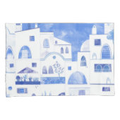 Moderne Wasserfarbe Santorini Griechische Insel Kissenbezug (Vorderseite-Rechts)